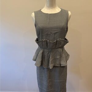 Black and White Gingham Peplum Dress